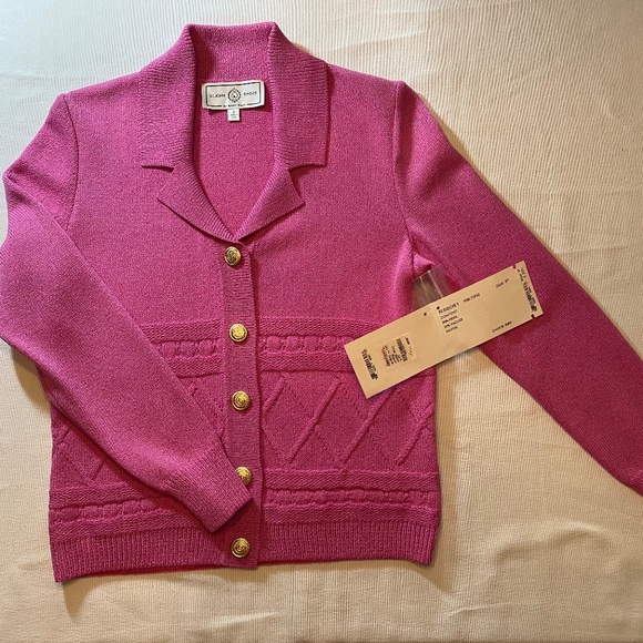Vintage St John Sport by Marie Gray Pink Topaz Luxury Knit Button Down Cardigan - Picture 10 of 10